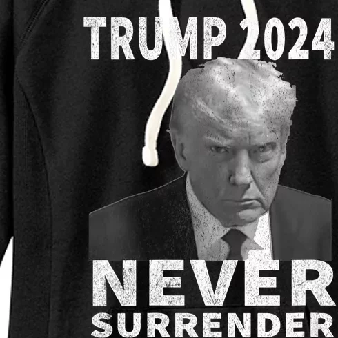 Trump Mug Shot Never Surrender Trump 2024 Pro Trump Vintage Women's Fleece Hoodie