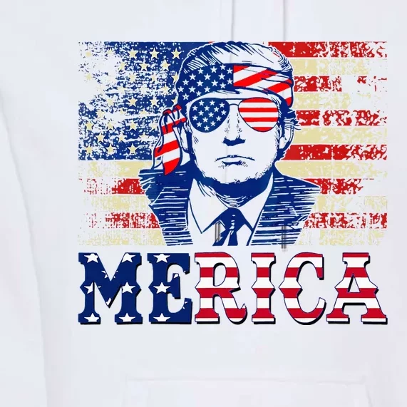 Trump Merica Shirts Fourth 4th Of July Trump American Flag Premium Hoodie