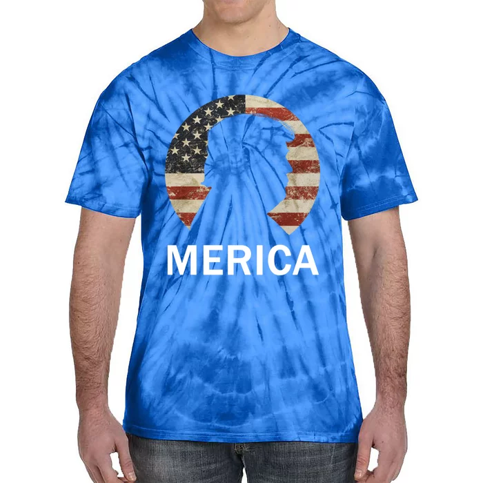 Trump Merica Silhouette Vintage American Flag Republican Gift Tie-Dye T-Shirt