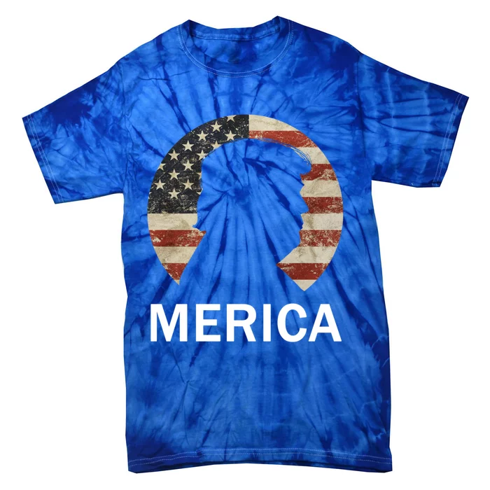 Trump Merica Silhouette Vintage American Flag Republican Gift Tie-Dye T-Shirt