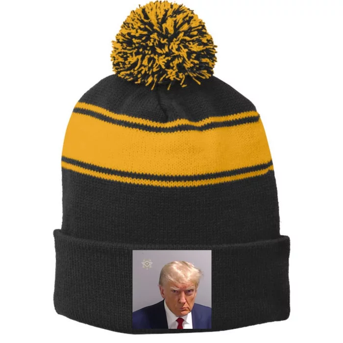 Trump Mug Shot Trump Jail Trump Arrested Stripe Pom Pom Beanie