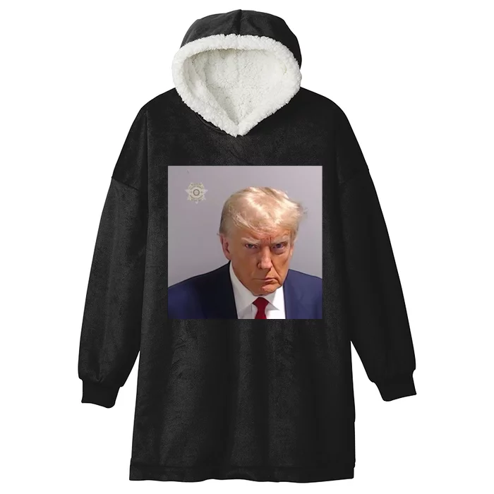 Trump Mug Shot Trump Jail Trump Arrested Hooded Wearable Blanket