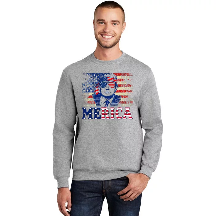 Trump Merica Shirts Fourth 4th Of July Trump Tall Sweatshirt