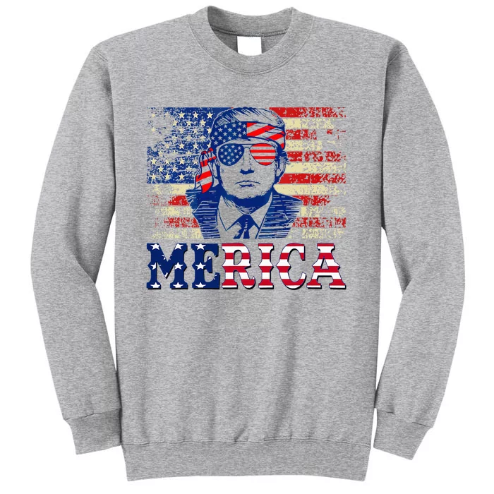 Trump Merica Shirts Fourth 4th Of July Trump Tall Sweatshirt