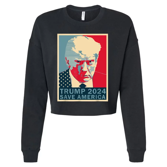 Trump Mug Shot 2024 Save America Trump Cropped Pullover Crew