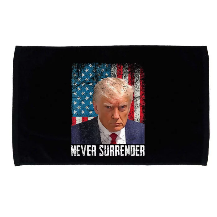 Trump Mug Shot Donald Trump Mug Shot Never Surrender Microfiber Hand Towel