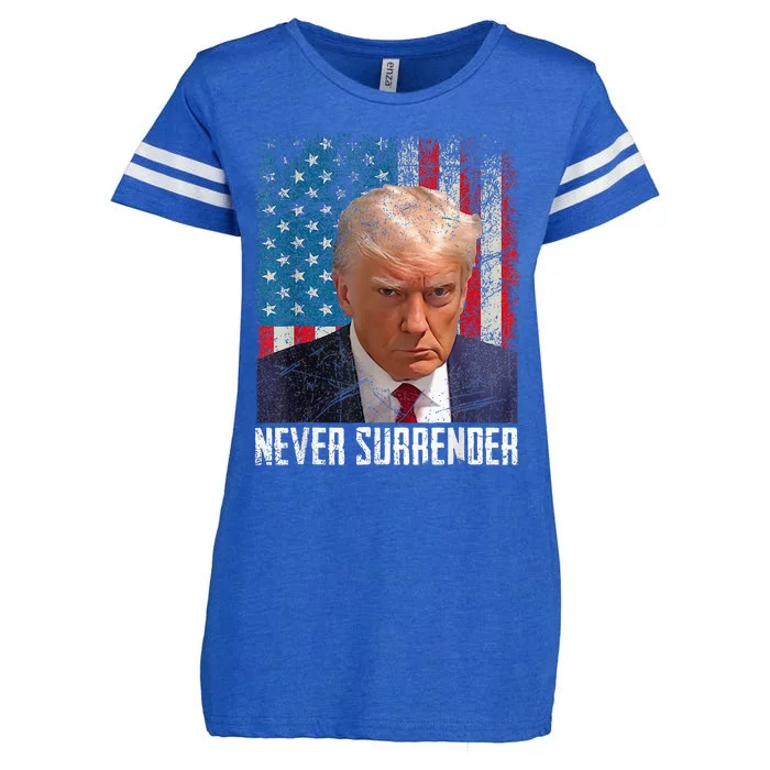 Trump Mug Shot Donald Trump Mug Shot Never Surrender Enza Ladies Jersey Football T-Shirt