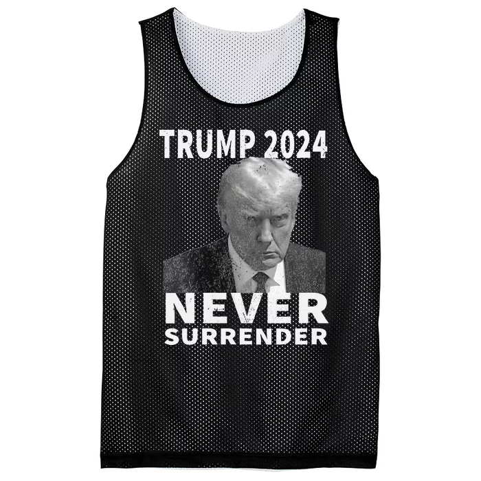 Trump Mug Shot Never Surrender Trump 2024 Pro Trump Mesh Reversible Basketball Jersey Tank