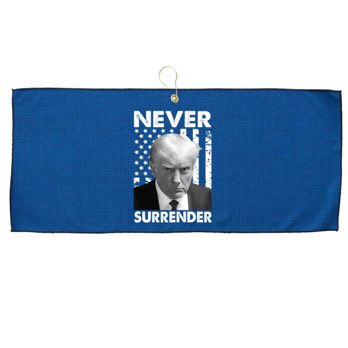 Trump Mug Shot Donald Trump Mug Shot Never Surrender Trending Design Large Microfiber Waffle Golf Towel