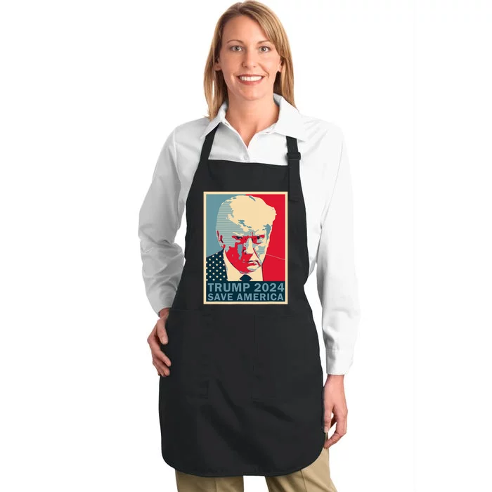 Trump Mug Shot 2024 Save America Trump Full-Length Apron With Pocket