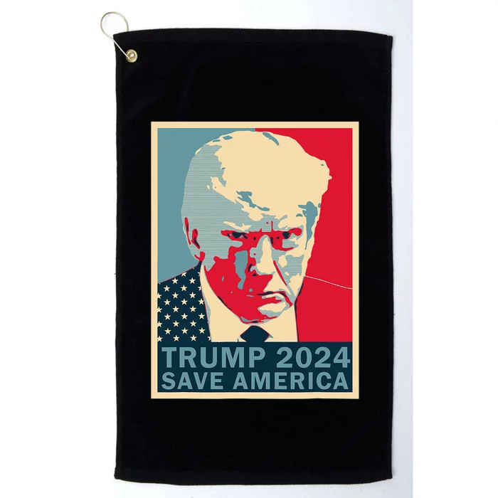 Trump Mug Shot 2024 Save America Trump Platinum Collection Golf Towel