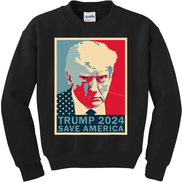 Trump Mug Shot 2024 Save America Trump Kids Sweatshirt