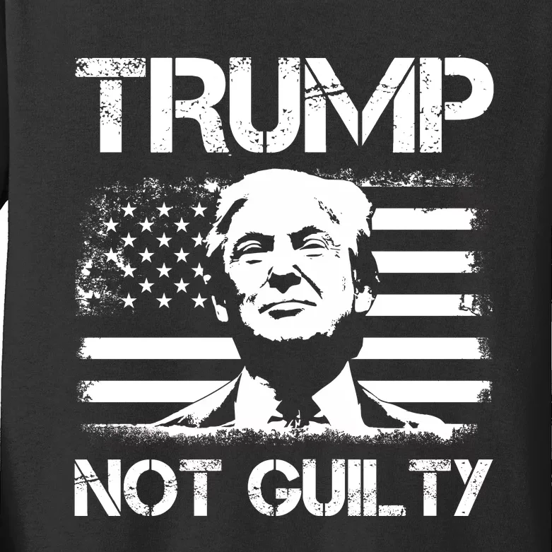 Trump Mug Shot, Trump Not Guilty Pro Trump Supporter Kids Long Sleeve Shirt