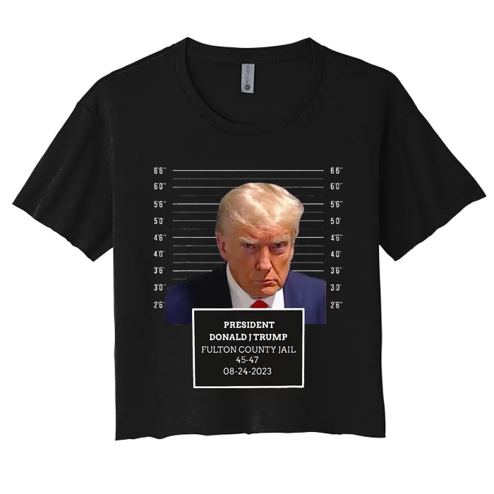 Trump Mug Shot President Donald J Trump Mugshot 2024 Women's Crop Top Tee