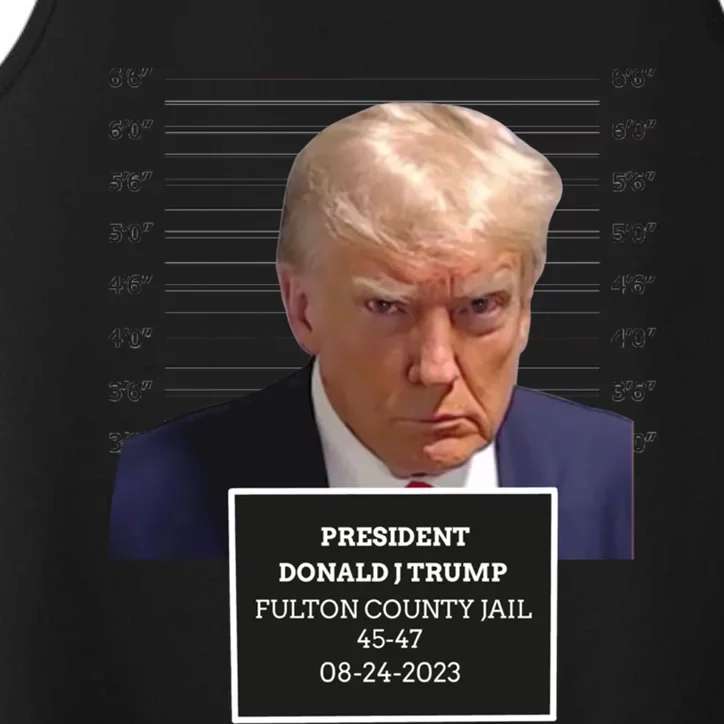 Trump Mug Shot President Donald J Trump Mugshot 2023 Funny Gift Performance Tank