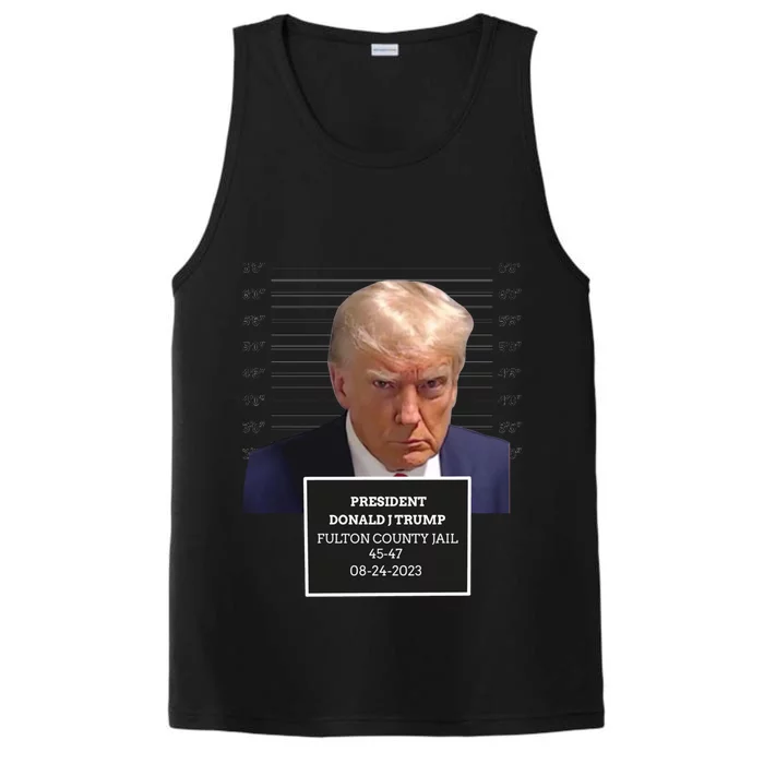 Trump Mug Shot President Donald J Trump Mugshot 2023 Funny Gift Performance Tank