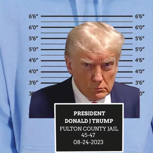 Trump Mug Shot President Donald J Trump Mugshot 2023 Funny Gift Unisex Surf Hoodie