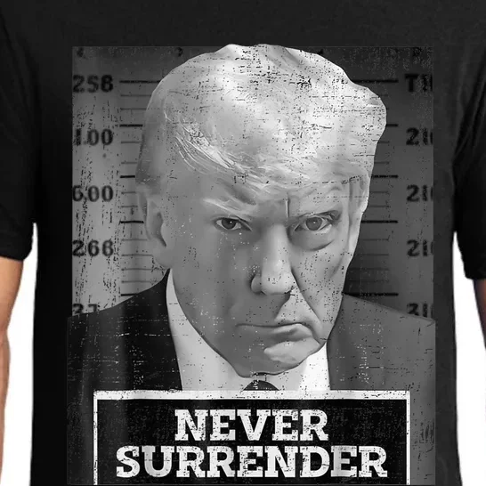 Trump Mug Shot - Donald Trump Mug Shot - Never Surrender Pajama Set