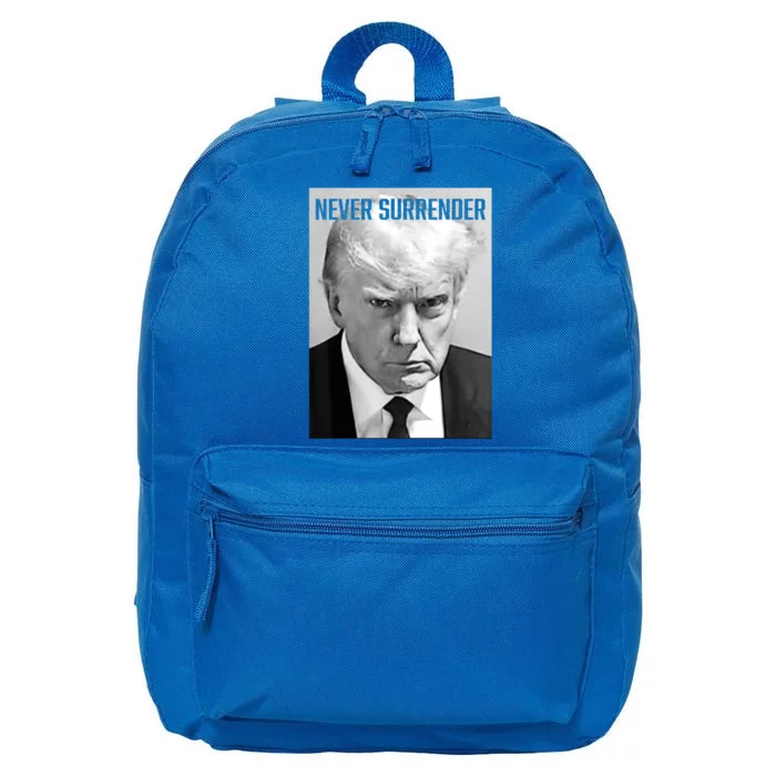 Trump Mug Shot Donald Trump Mug Shot Never Surrender 16 in Basic Backpack