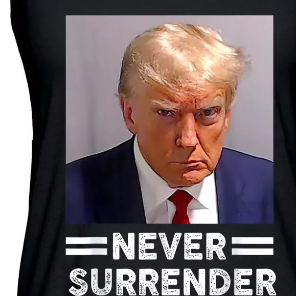 Trump Mug Shot Never Surrender Trump Vote 2024 Pro Trump Ladies Essential Flowy Tank