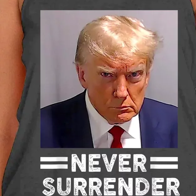 Trump Mug Shot Never Surrender Trump Vote 2024 Pro Trump Women's Knotted Racerback Tank