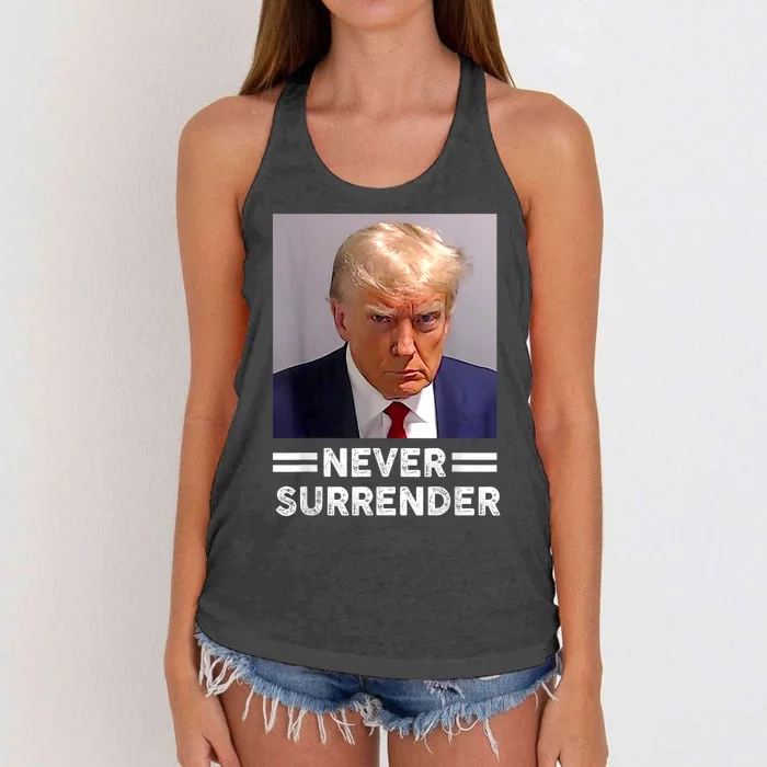 Trump Mug Shot Never Surrender Trump Vote 2024 Pro Trump Women's Knotted Racerback Tank