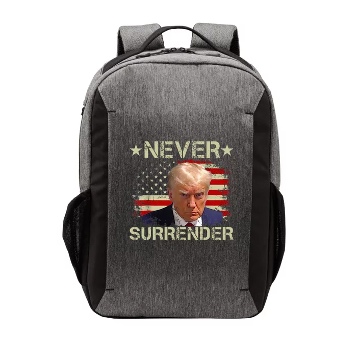 Trump Mug Shot Never Surrender Pro Trump American Flag Vector Backpack