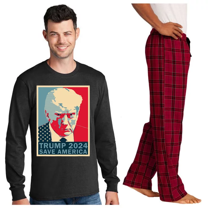 Trump Mug Shot 2024 Save America Trump Long Sleeve Pajama Set