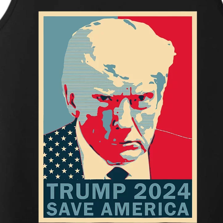 Trump Mug Shot 2024 Save America Trump Performance Tank