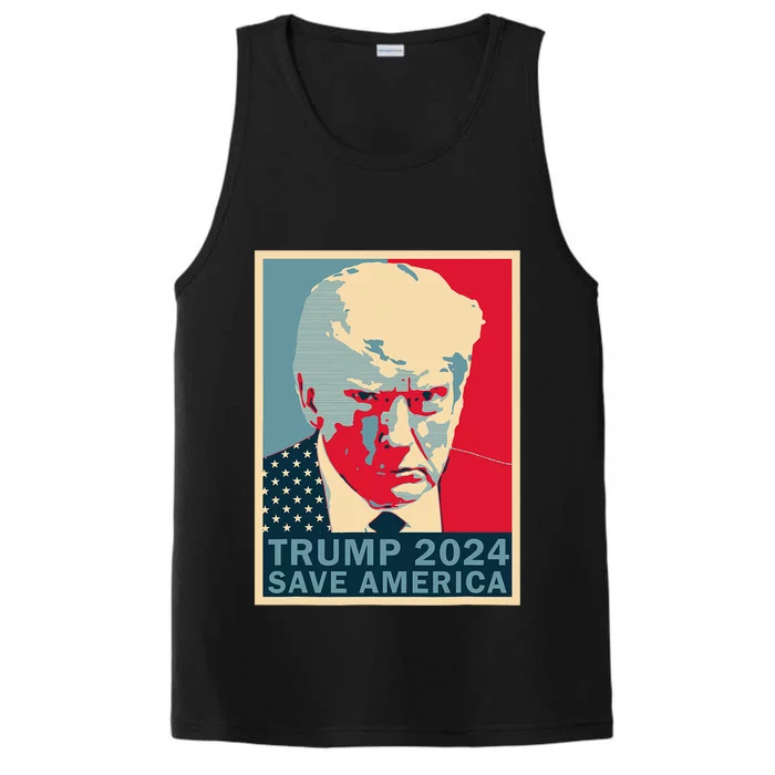 Trump Mug Shot 2024 Save America Trump Performance Tank