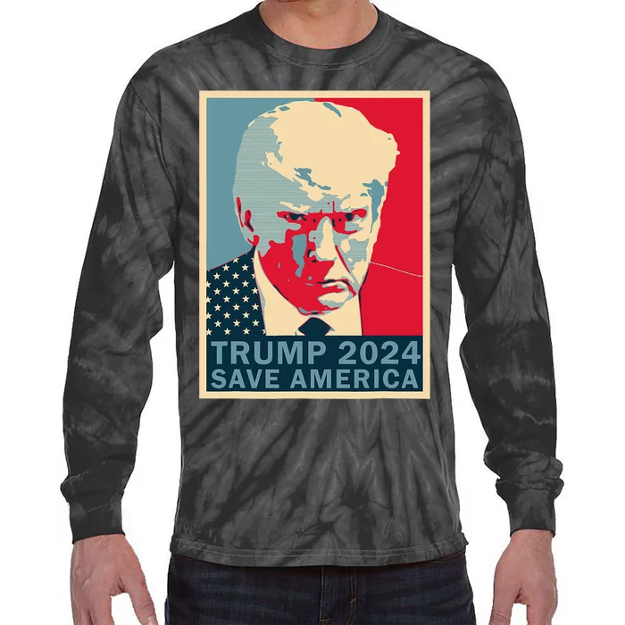 Trump Mug Shot 2024 Save America Trump Tie-Dye Long Sleeve Shirt