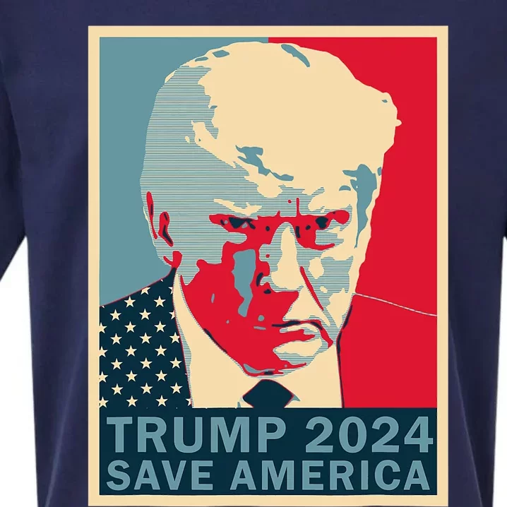 Trump Mug Shot 2024 Save America Trump Sueded Cloud Jersey T-Shirt