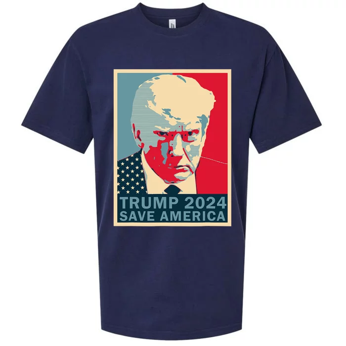 Trump Mug Shot 2024 Save America Trump Sueded Cloud Jersey T-Shirt