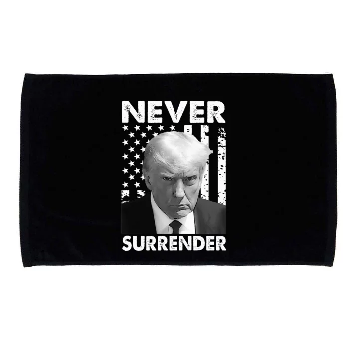 Trump Mug Shot Donald Trump Mug Shot Never Surrender Microfiber Hand Towel