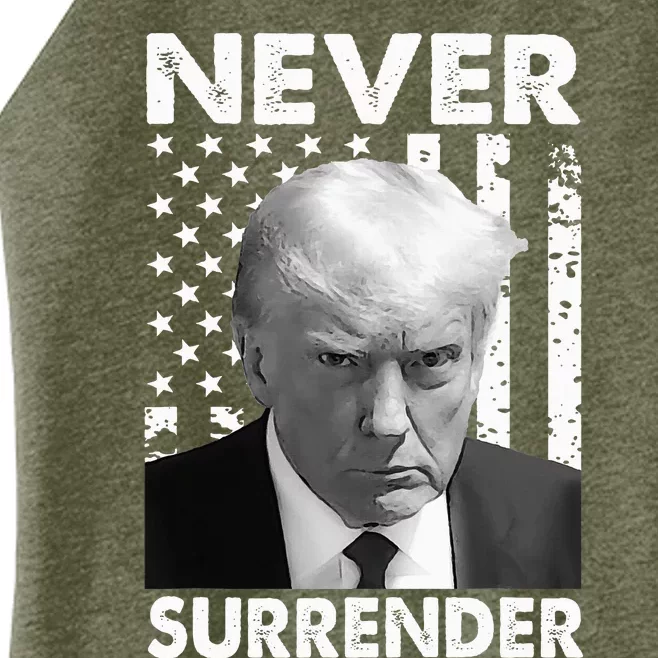 Trump Mug Shot Donald Trump Mug Shot Never Surrender Women’s Perfect Tri Rocker Tank