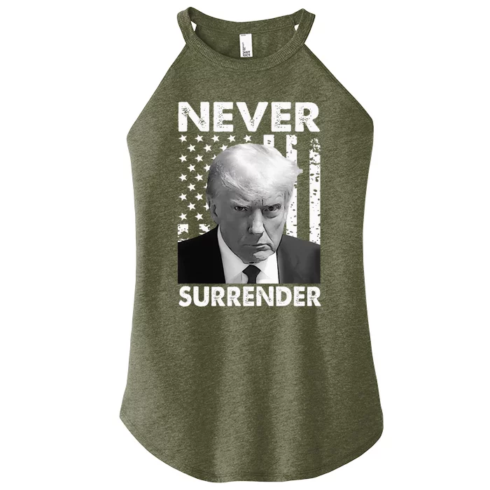 Trump Mug Shot Donald Trump Mug Shot Never Surrender Women’s Perfect Tri Rocker Tank