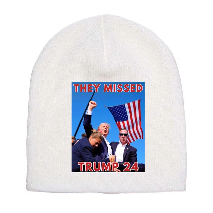 They Missed Trump 2024 Patriotic Political Maga Short Acrylic Beanie