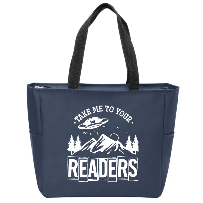 Take Me To Your Readers Bookworm Librarian Gift Reading Zip Tote Bag