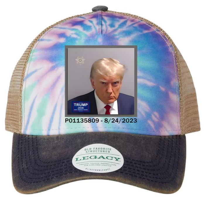 Trump Mugshot Trump 2024 Legacy Tie Dye Trucker Hat