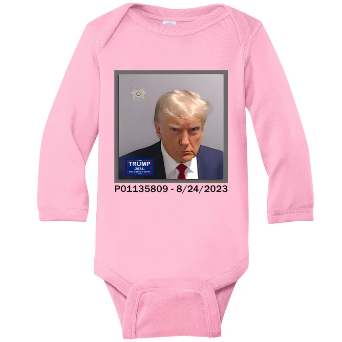 Trump Mugshot Trump 2024 Baby Long Sleeve Bodysuit