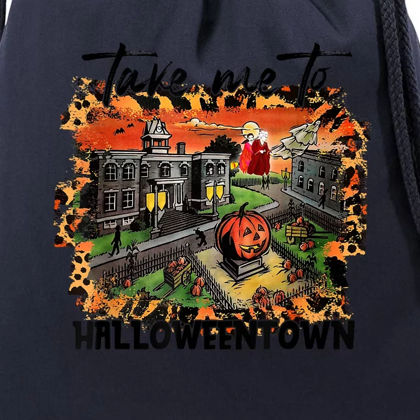 Take Me To Halloweentown & Chill Leopard Halloween Costume Gift Drawstring Bag