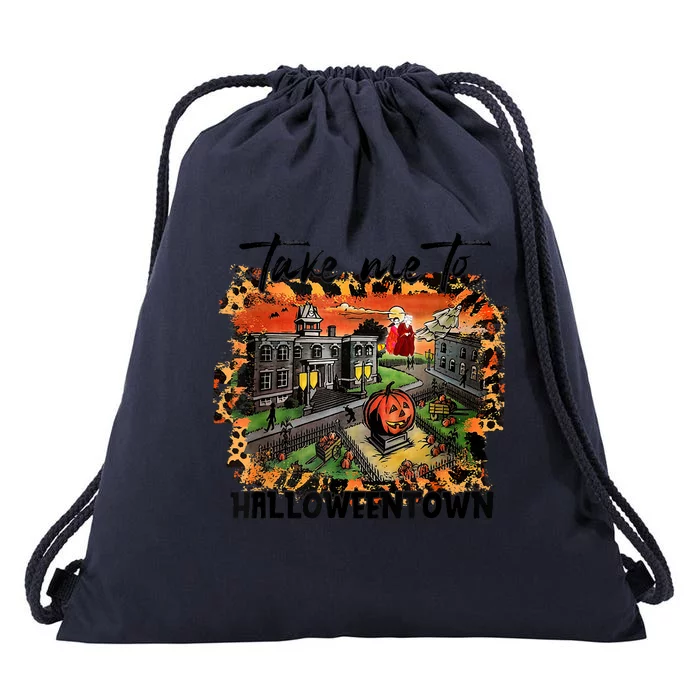 Take Me To Halloweentown & Chill Leopard Halloween Costume Gift Drawstring Bag