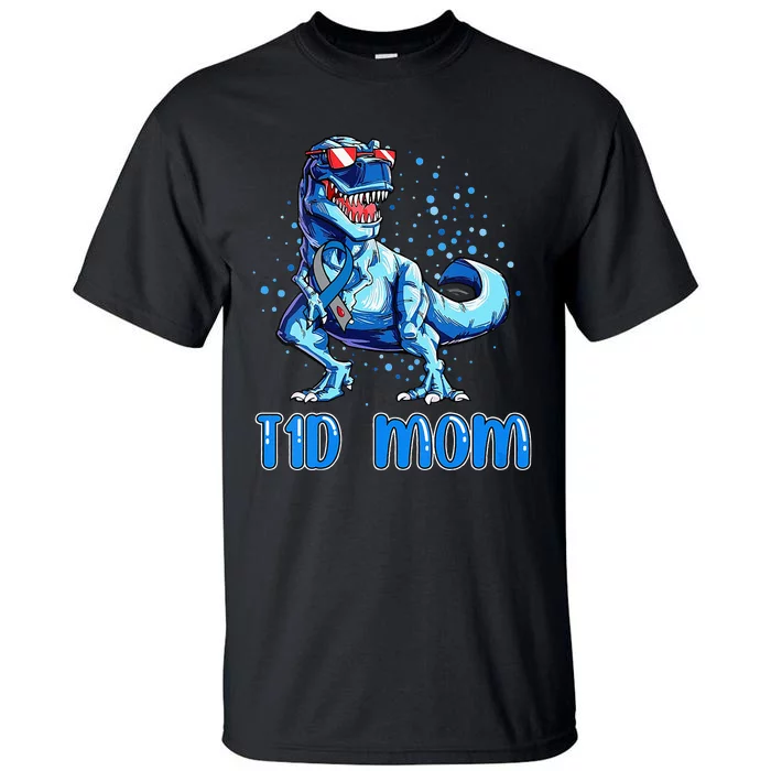 T1D Mom Type 1 Diabetes Ribbon T Rex Dinosaur Tall T-Shirt