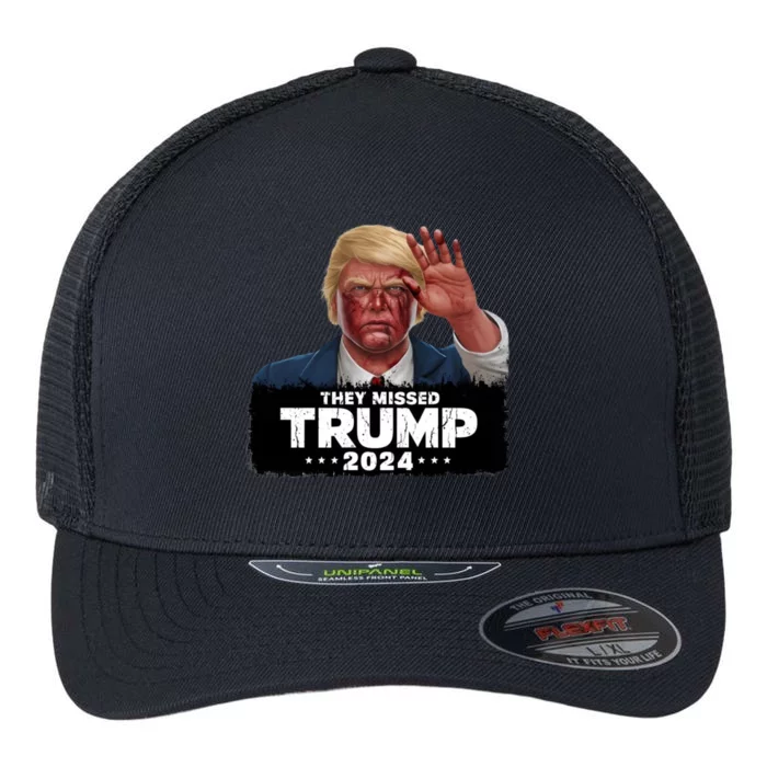 They Missed Trump 2024 Flexfit Unipanel Trucker Cap