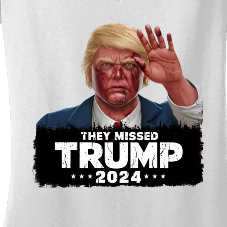 They Missed Trump 2024 Women's V-Neck T-Shirt