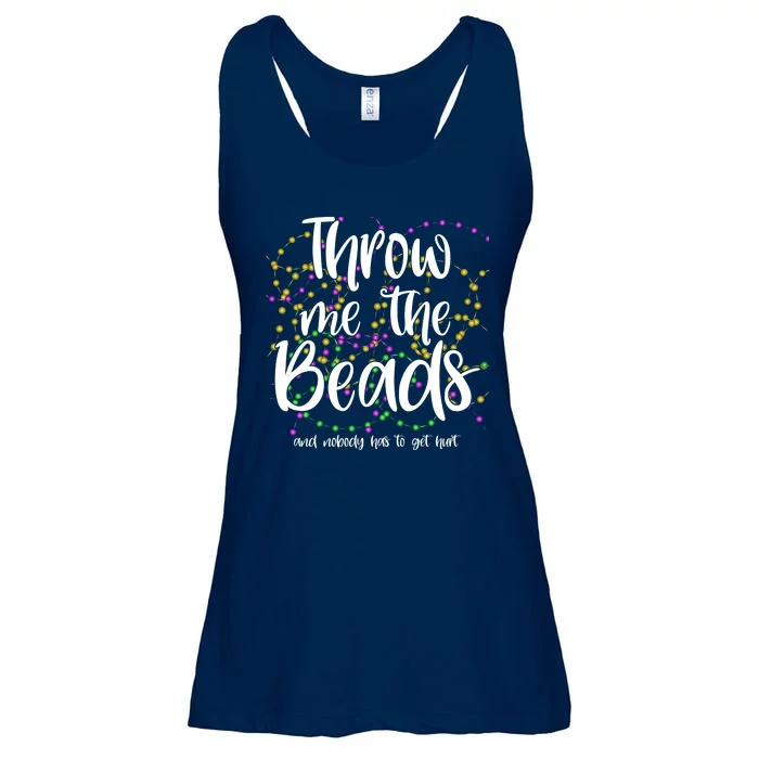 Throw Me The Beads And Nobody Has To Get Hurt Funny Mardi Gras Ladies Essential Flowy Tank