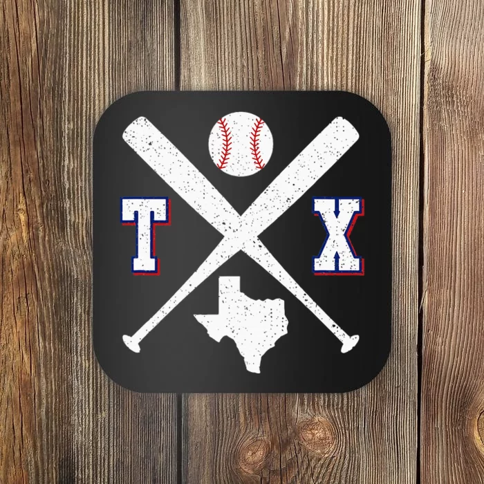 Texas Map Tx Sport Vintage Baseball Bats Coaster