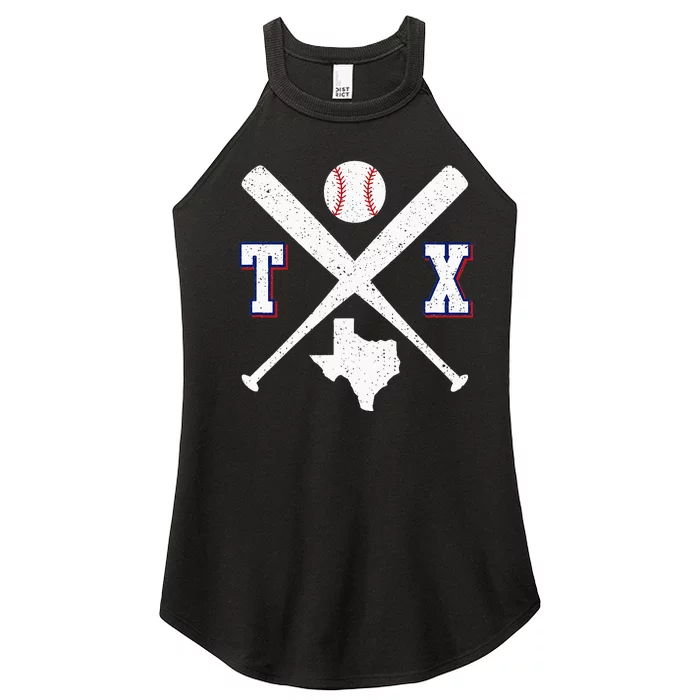 Texas Map Tx Sport Vintage Baseball Bats Women’s Perfect Tri Rocker Tank