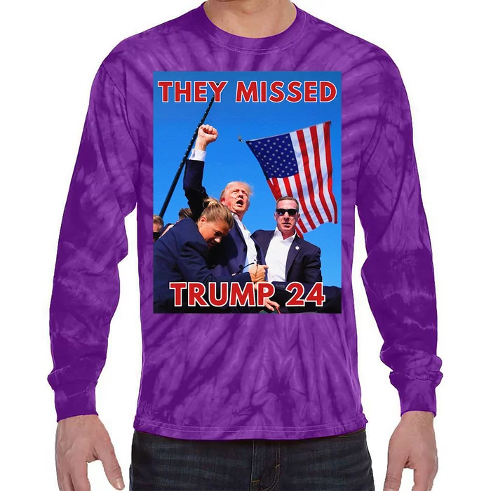 They Missed Trump 2024 Patriotic Political Maga Tie-Dye Long Sleeve Shirt