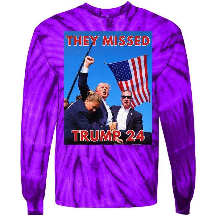 They Missed Trump 2024 Patriotic Political Maga Tie-Dye Long Sleeve Shirt